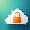 Cloud storage icon with secure encrypted video archives